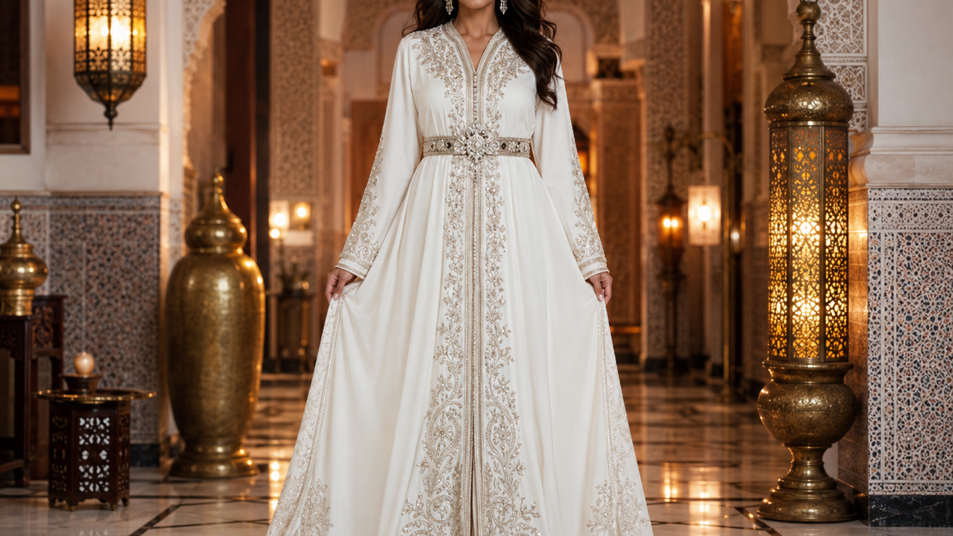 Ivoorwitte kaftan voor bruiloftsgasten