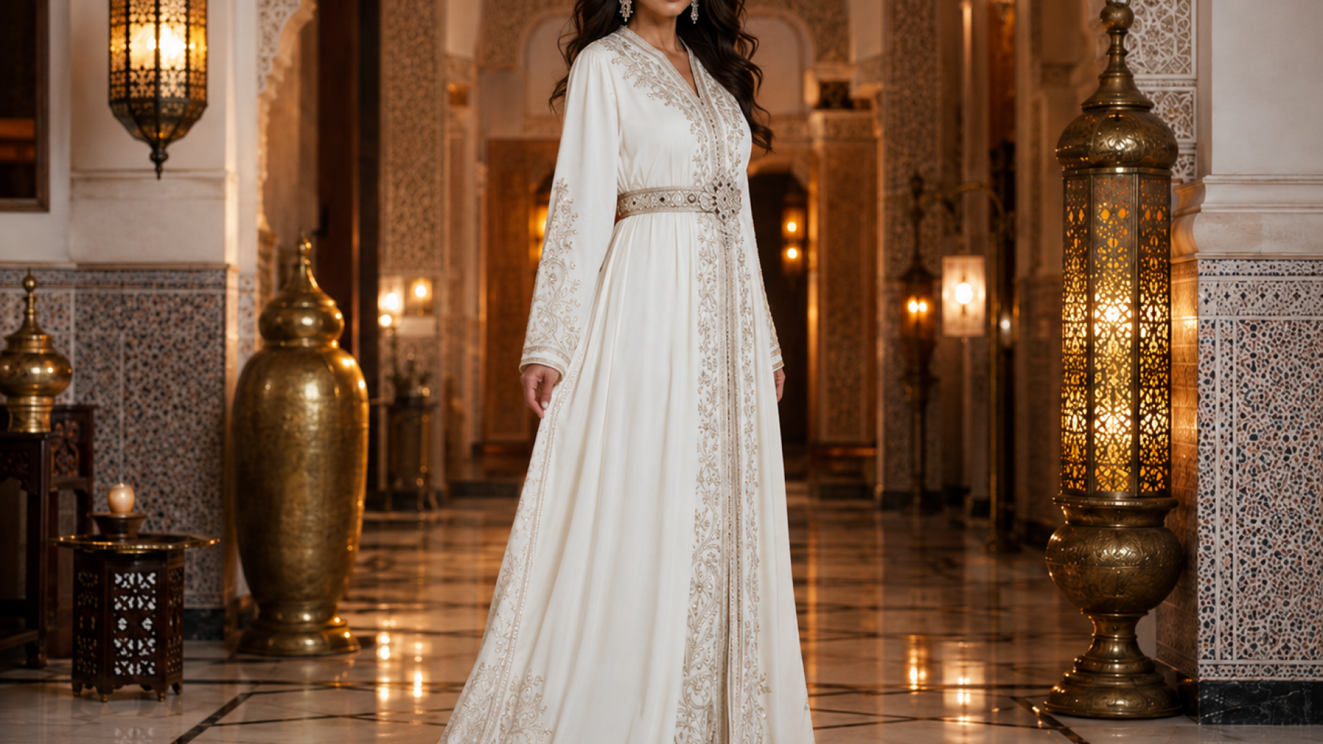Ivoorwitte kaftan voor bruiloftsgasten