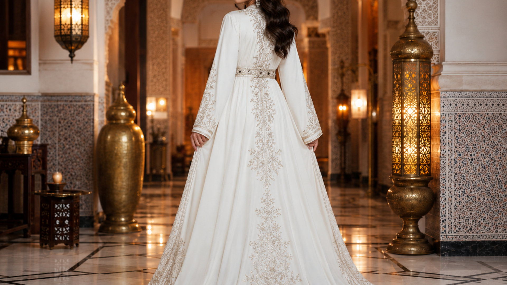 Ivoorwitte kaftan voor bruiloftsgasten