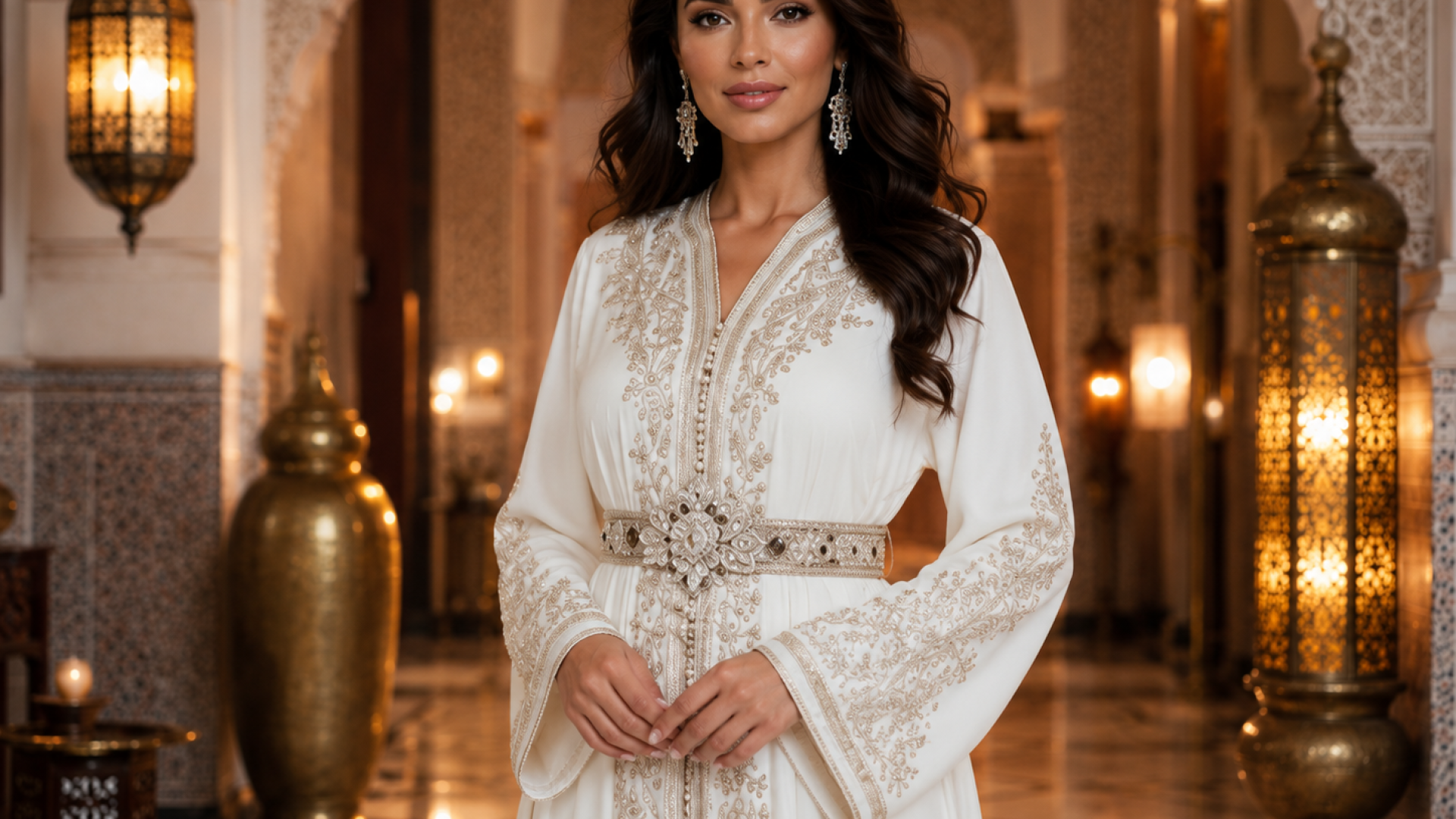 Ivoorwitte kaftan voor bruiloftsgasten