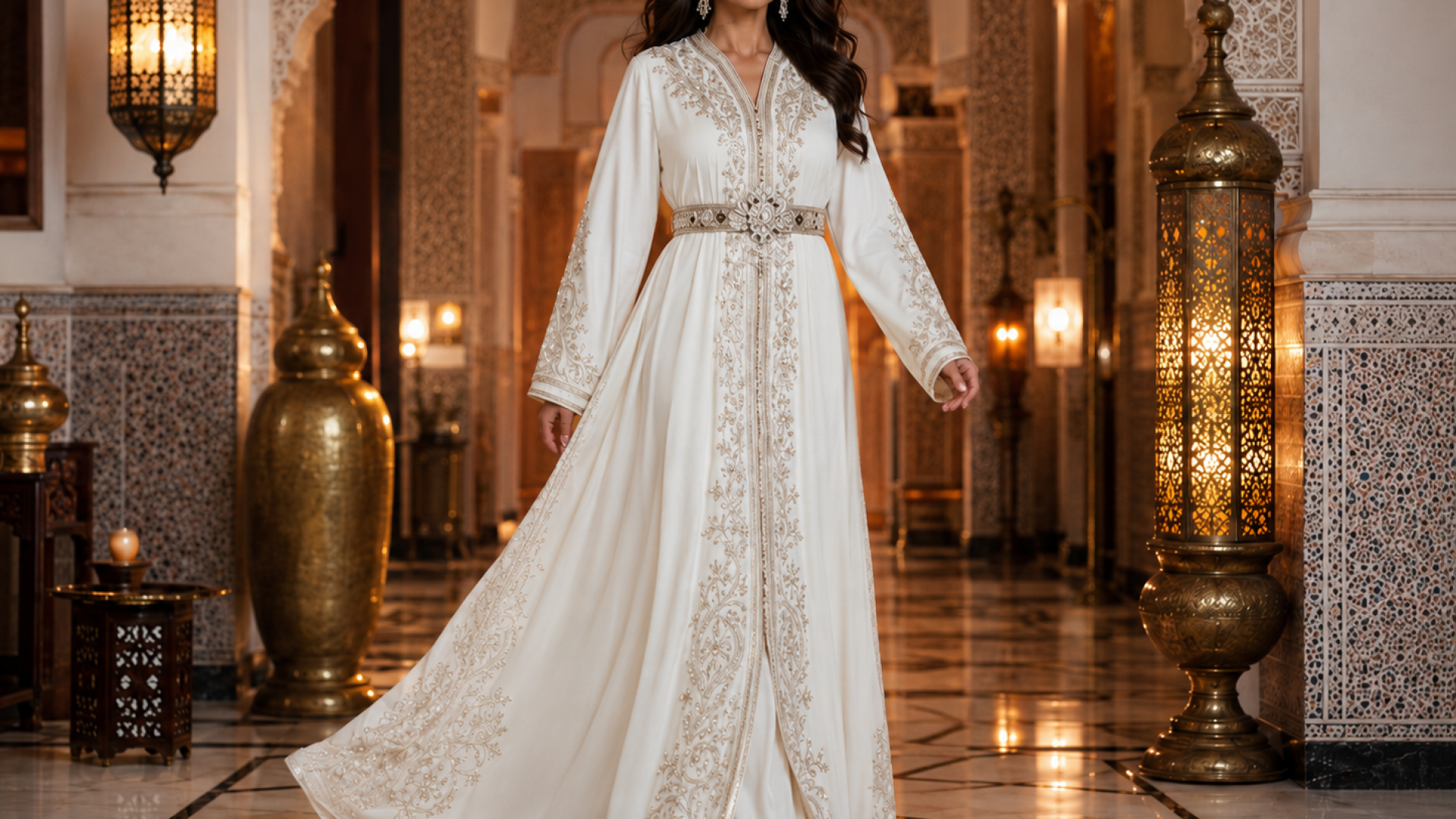Ivoorwitte kaftan voor bruiloftsgasten